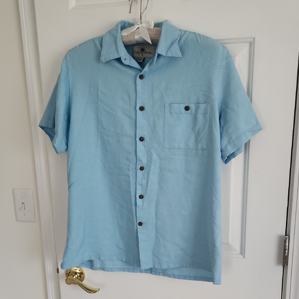 Relaxed Blue Beach Shirt Button Up